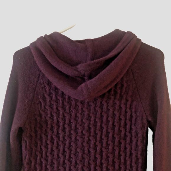 Cambridge Dry Goods Vintage Womens  XS Cable Sweater Maroon Red Hoodie Pockets - Picture 3 of 6